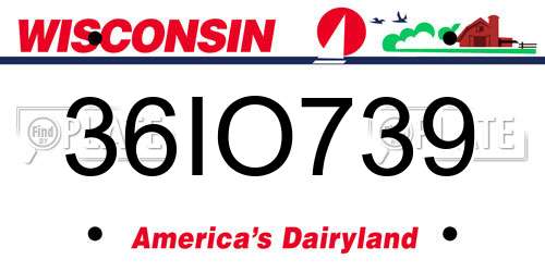 36IO739 Wisconsin License Plate