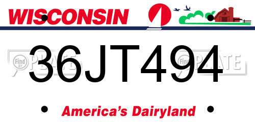 36JT494 Wisconsin License Plate
