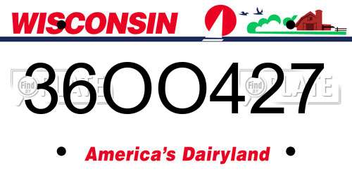 36OO427 Wisconsin License Plate