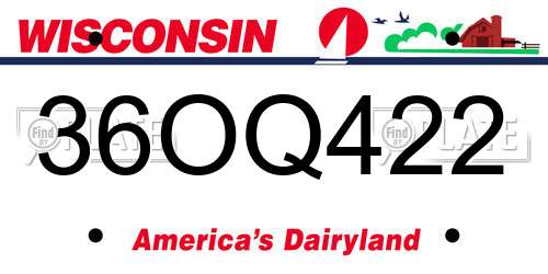 36OQ422 Wisconsin License Plate