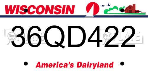 36QD422 Wisconsin License Plate