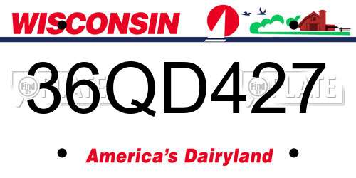 36QD427 Wisconsin License Plate