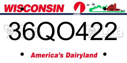 36QO422 Wisconsin License Plate