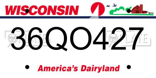 36QO427 Wisconsin License Plate