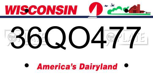 36QO477 Wisconsin License Plate