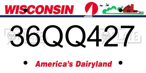 36QQ427 Wisconsin License Plate