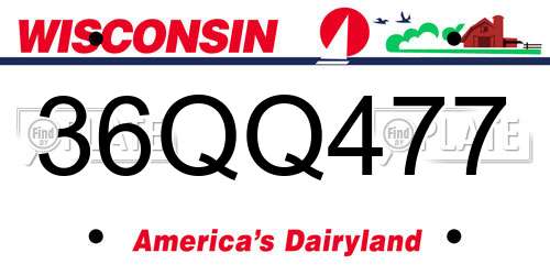 36QQ477 Wisconsin License Plate