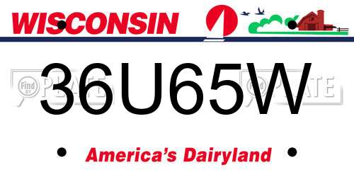 36U65W Wisconsin License Plate