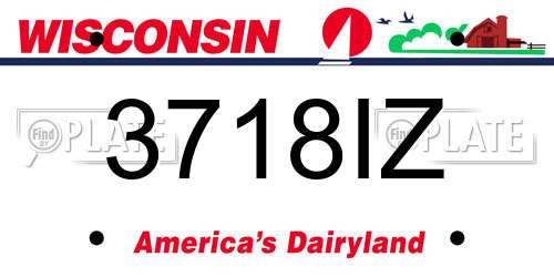3718IZ Wisconsin License Plate