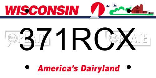 371RCX Wisconsin License Plate