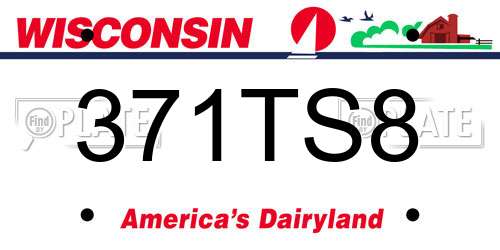 371TS8 Wisconsin License Plate