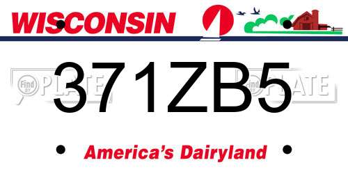 371ZB5 Wisconsin License Plate