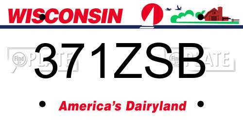 371ZSB Wisconsin License Plate