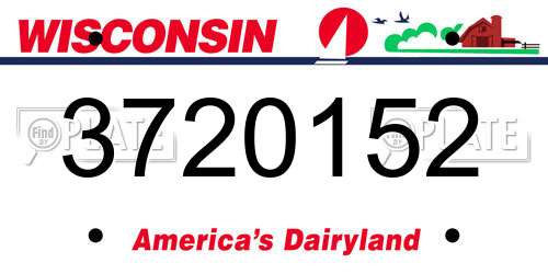 3720152 Wisconsin License Plate