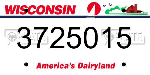 3725015 Wisconsin License Plate