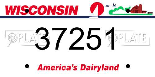 37251 Wisconsin License Plate