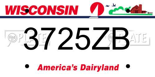 3725ZB Wisconsin License Plate