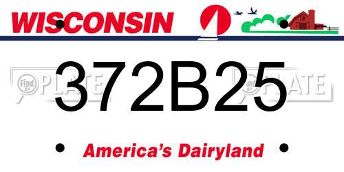 372B25 Wisconsin License Plate