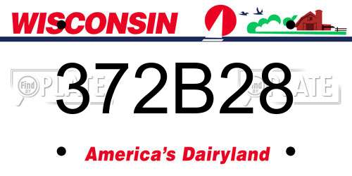372B28 Wisconsin License Plate