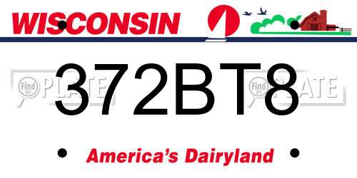 372BT8 Wisconsin License Plate