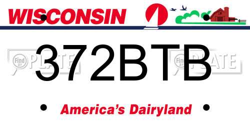 372BTB Wisconsin License Plate
