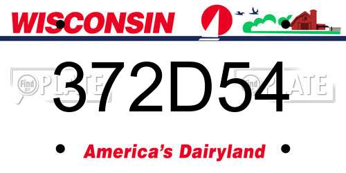 372D54 Wisconsin License Plate