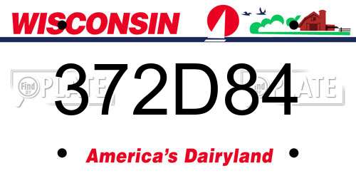 372D84 Wisconsin License Plate