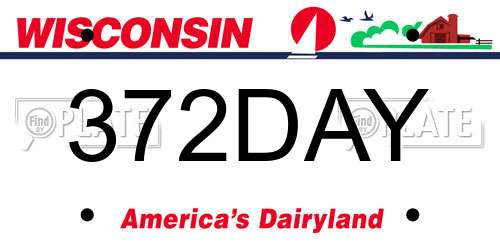 372DAY Wisconsin License Plate