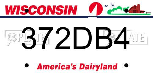 372DB4 Wisconsin License Plate