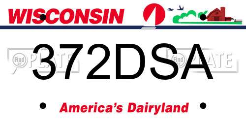 372DSA Wisconsin License Plate