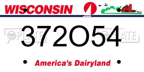 372O54 Wisconsin License Plate