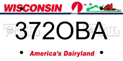 372OBA Wisconsin License Plate
