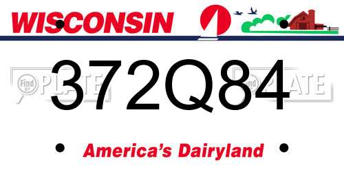 372Q84 Wisconsin License Plate