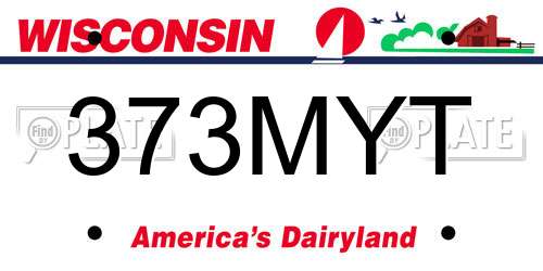 373MYT Wisconsin License Plate