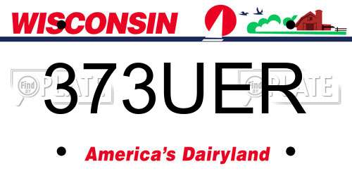 373UER Wisconsin License Plate
