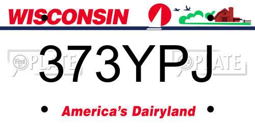 373YPJ Wisconsin License Plate
