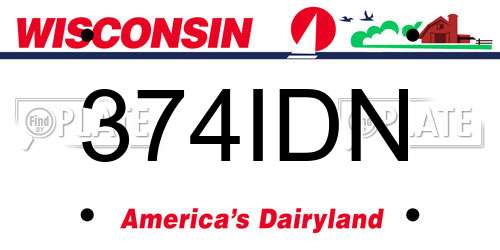 374IDN Wisconsin License Plate