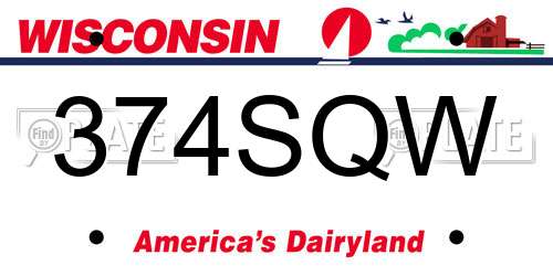 374SQW Wisconsin License Plate