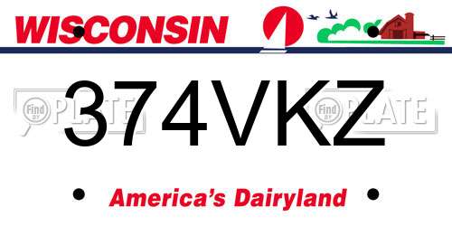 374VKZ Wisconsin License Plate