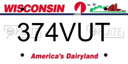 374VUT Wisconsin License Plate