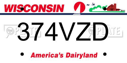 374VZD Wisconsin License Plate