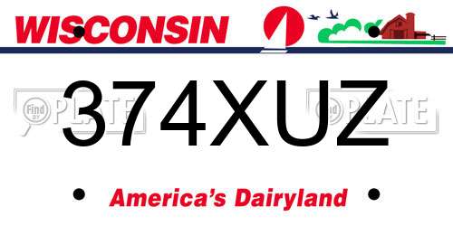 374XUZ Wisconsin License Plate