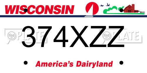 374XZZ Wisconsin License Plate