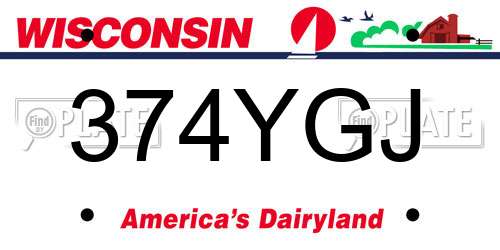 374YGJ Wisconsin License Plate
