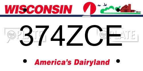 374ZCE Wisconsin License Plate