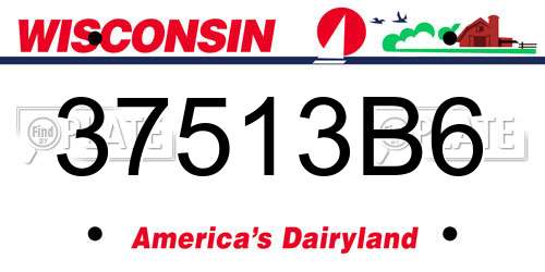37513B6 Wisconsin License Plate