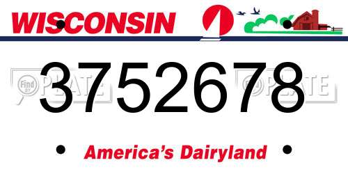 3752678 Wisconsin License Plate