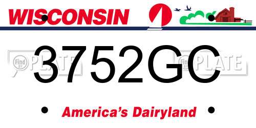 3752GC Wisconsin License Plate