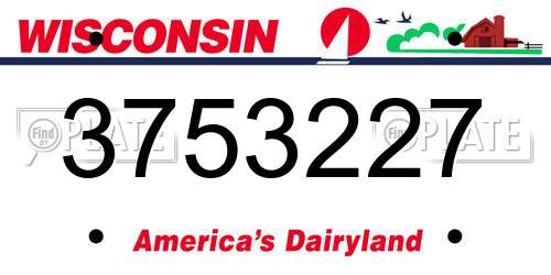 3753227 Wisconsin License Plate