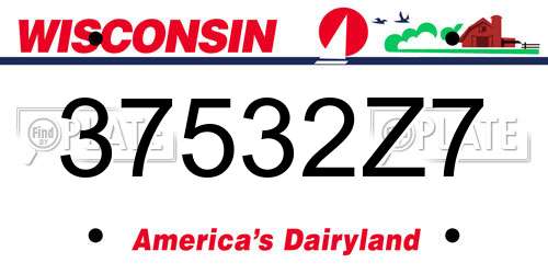 37532Z7 Wisconsin License Plate
